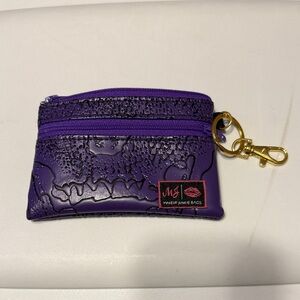 Makeup Junkie Purple Textured Coin Purse with Gold Clasp